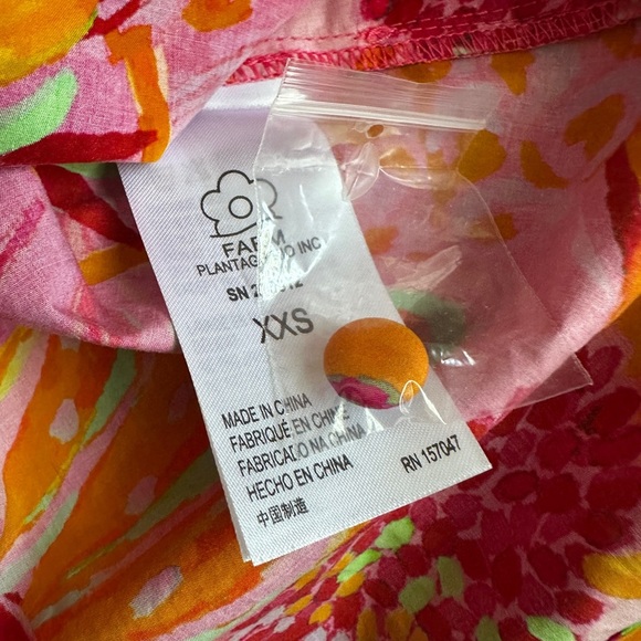 NWT Farm Rio x Anthropologie XXS Long-Sleeve Printed Collared Romper - Picture 10 of 12